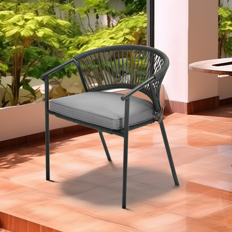Wade Logan® Asauni Stacking Patio Dining Armchair with Cushion